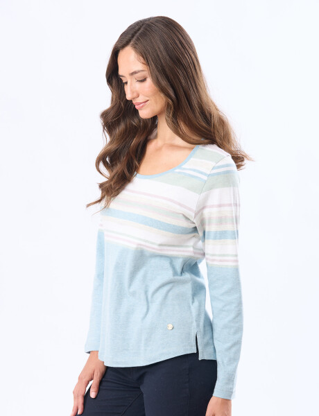 REMERA RAYADA Pistacho