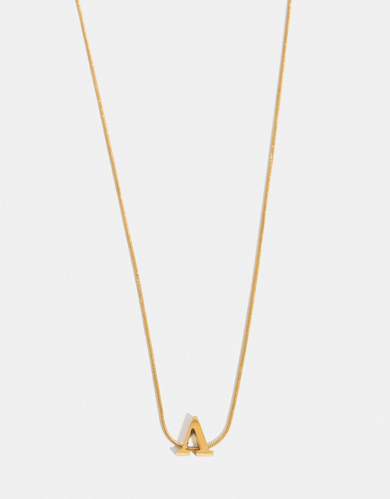 Cadena Corta con Dije Metal Cadena De Acero Con Inicial V - Dorado