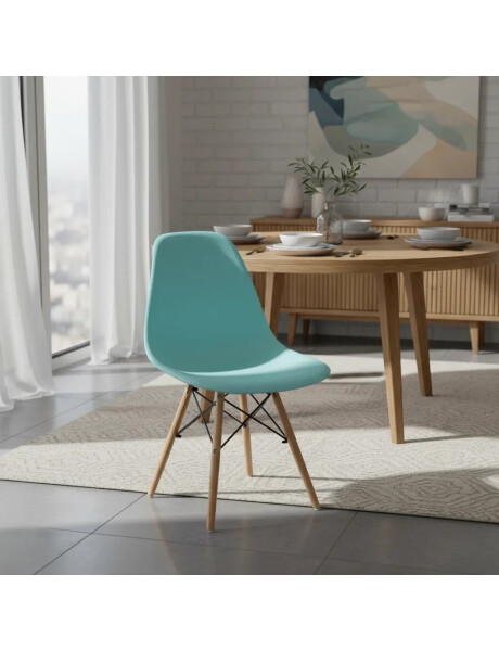 SILLA EAMES COMEDOR CON BASE EN MADERA VERDE AGUA SILLA EAMES COMEDOR CON BASE EN MADERA VERDE AGUA