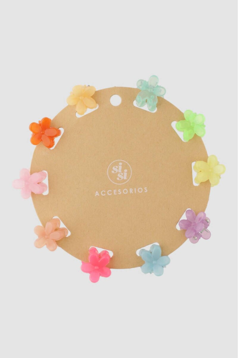 Set de 10 broches de pleo mini flor - Variante unica 