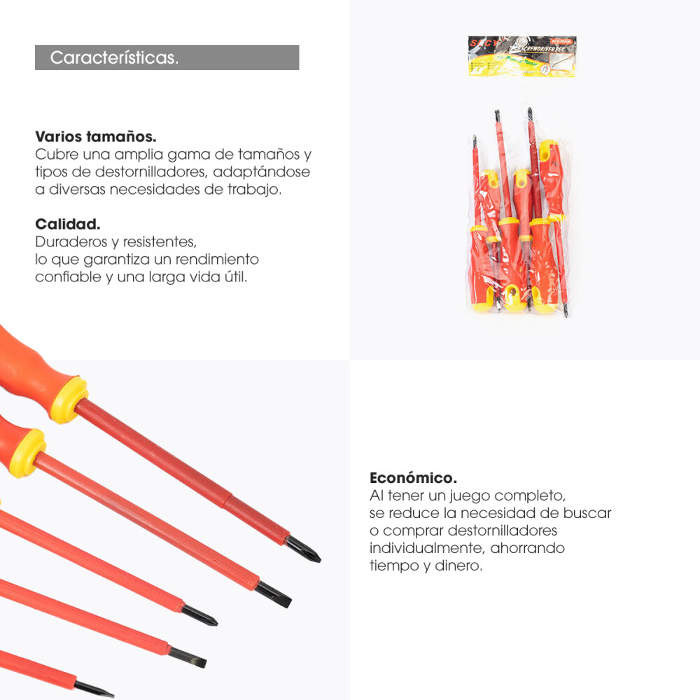Juego De Destornilladores Planos Phillips 6 Unidades Tamaños Juego De Destornilladores Planos Phillips 6 Unidades Tamaños