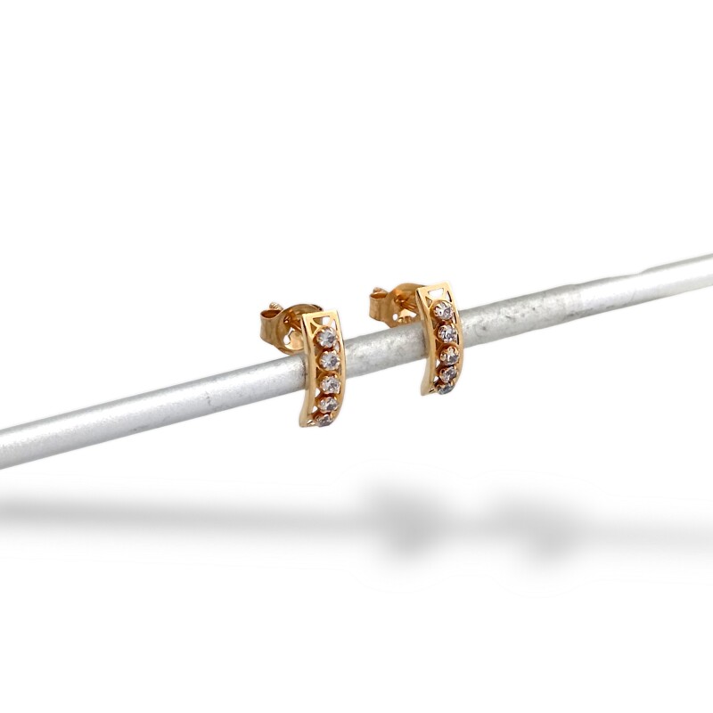 Caravanas Fila de oro- Oro bajo -Zirconia blanca - CA8283 conpiedra