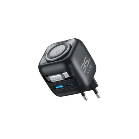 Cargador Havit UC250 GaN 35 W con Cargador para Reloj Cable USB-C Retráctil