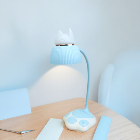 Veladora portátil gatito para escritorio Celeste