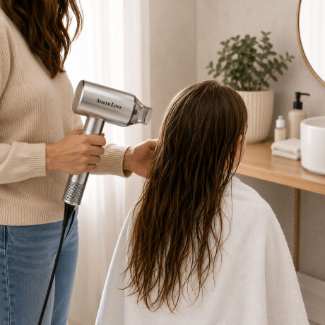 Secador Pelo Silver Love 1300W Bajo Consumo Aire Frío/Calor Plateado