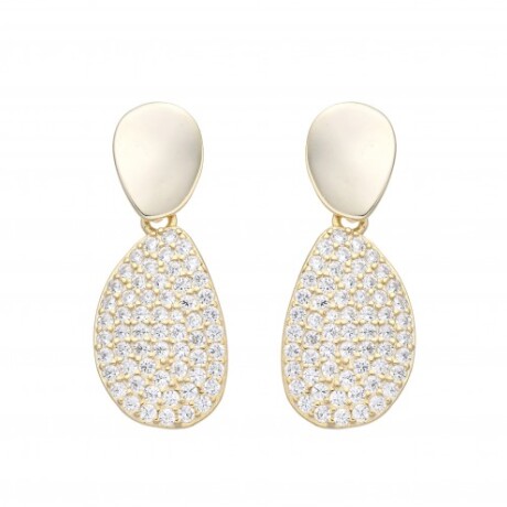 Par de caravanas de plata 925 con baño de oro amarillo y circonias. Par de caravanas de plata 925 con baño de oro amarillo y circonias.