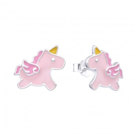 Par de caravanas infantiles de plata 925, UNICORNIO. Par de caravanas infantiles de plata 925, UNICORNIO.