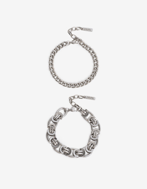 Pulseras Flexibles Sets Metal Set De Pulseras Flexible Cadena - Plateado Rodio