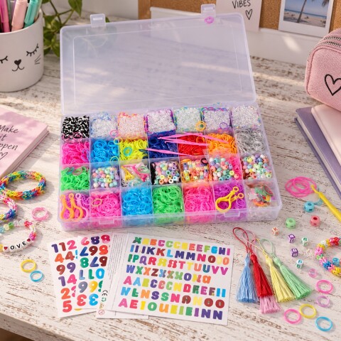 Set Para Hacer Pulseras Gomitas Banditas Brazaletes Niñas Niños Kit x 8000 Piezas IMBACK Set Para Hacer Pulseras Gomitas Banditas Brazaletes Niñas Niños Kit x 8000 Piezas IMBACK