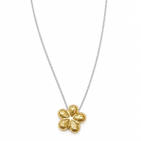Conjunto cadena y colgante flor plata y oro Conjunto cadena y colgante flor plata y oro
