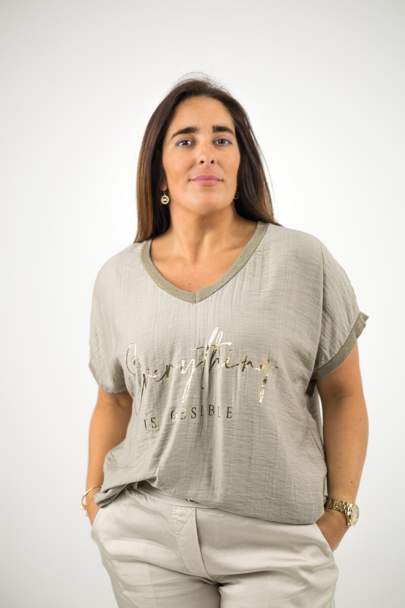 Blusa viscosa con lurex dorado - Visón 