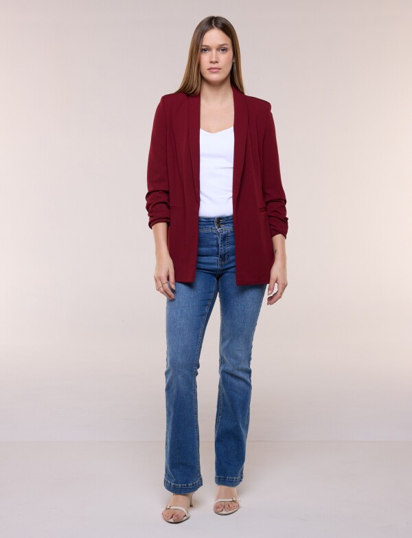 Blazer Crepe Manga Fruncida BORDEAUX