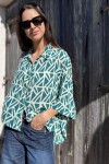 Camisa Flora Estampado turquesa