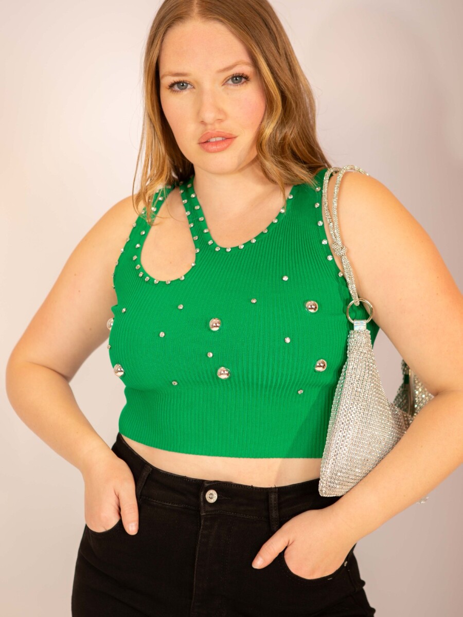 Top lanilla con strass - Verde 