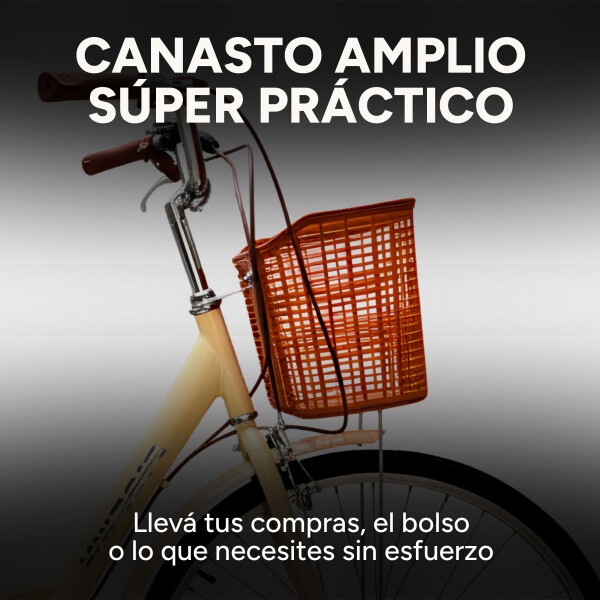 Bicicleta Pigewn Urbana Rodado 26 Canasto Freno Disco 7 Vel Crema 1