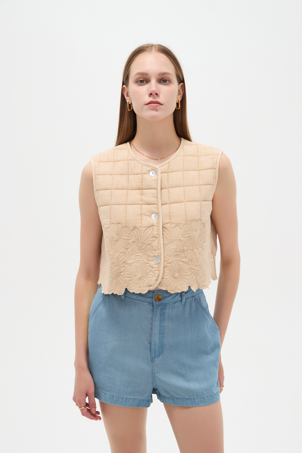 Chaleco Pufia Beige Claro