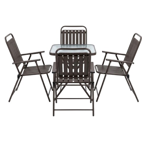 JGO JARDIN C/MESA CUAD VIDRIO MARRON 5PZAS Unica