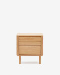 Mesita de noche Lenon 2 cajones de madera y chapa de roble 50 x 55 cm FSC MIX Credit Mesita de noche Lenon 2 cajones de madera y chapa de roble 50 x 55 cm FSC MIX Credit
