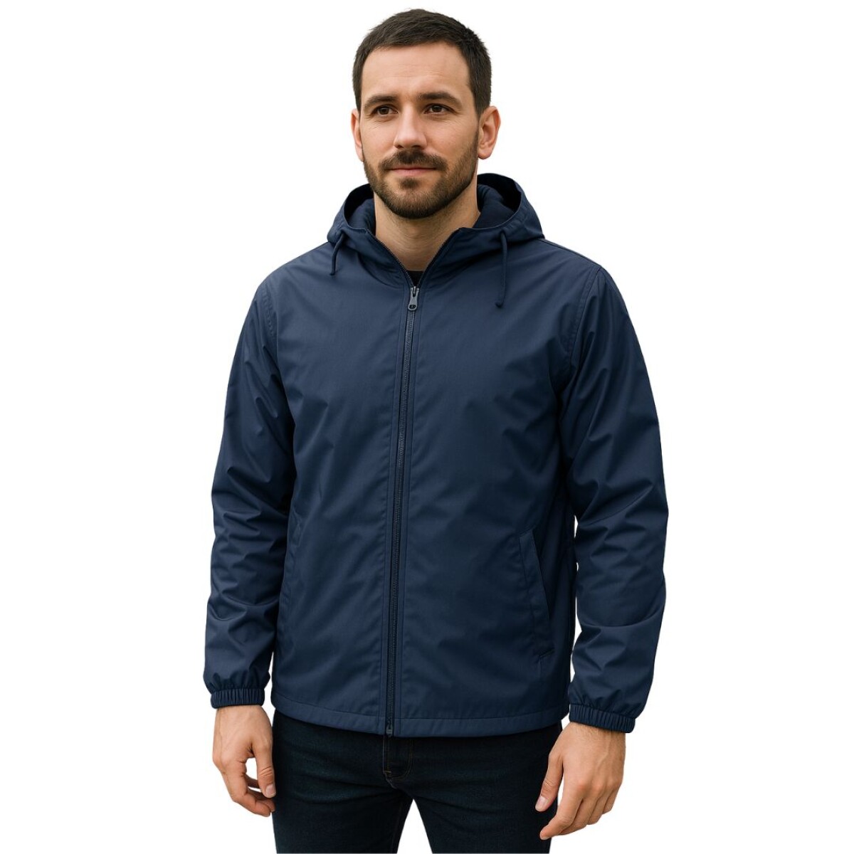 Campera impermeable forro polar - Azul marino 