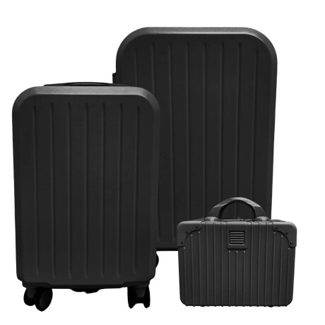 Set X3 Valijas Rígidas Viaje Livianas Carry + 14+ 24 Negro
