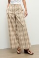 Pantalon wide leg escoces beige