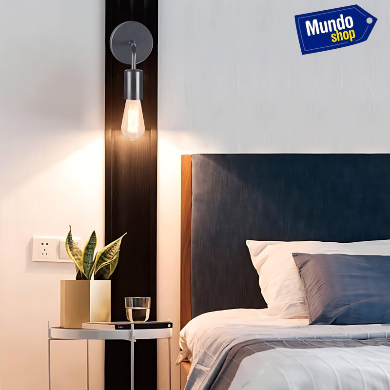 Lampara Aplique De Pared Minimalista Metal Nordico Negro