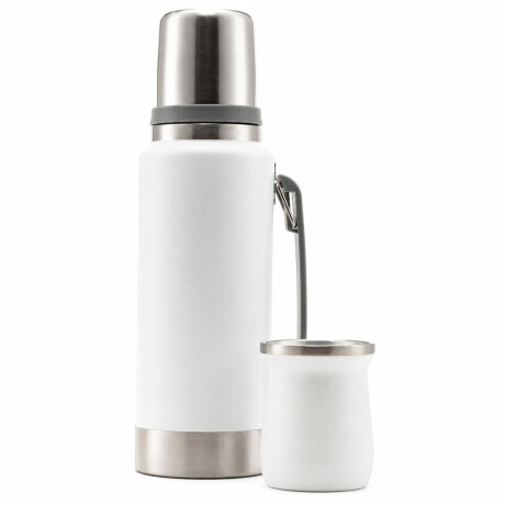 Set Matero Termo 1L Ac. Inox + Mate 160ml Térmico Completo Blanco