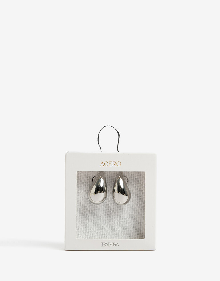 Aros Colgantes Cortos Metal Aros Cortos De Acero - Plateado