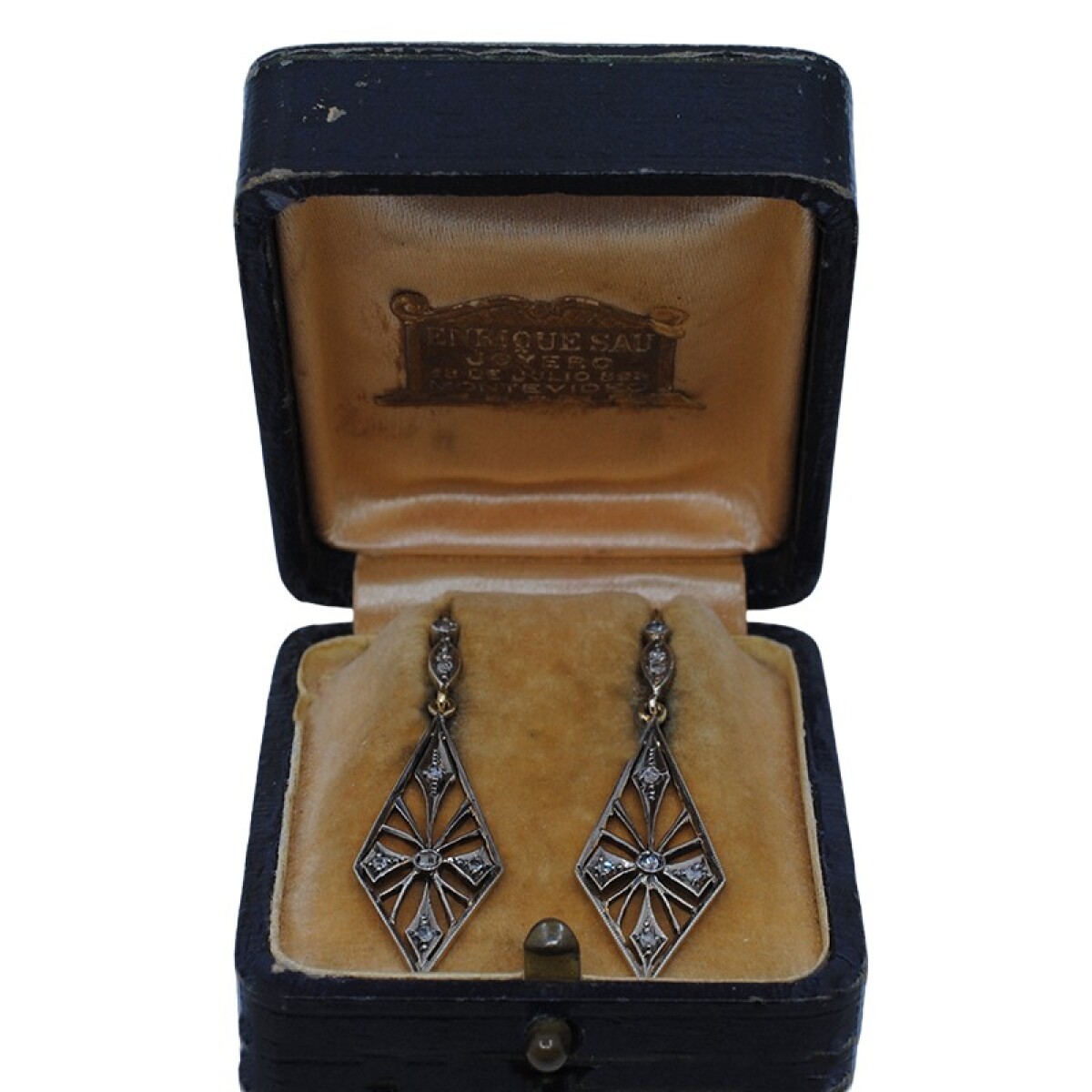 Caravanas Antiguas En Oro 18K Y Diamantes 