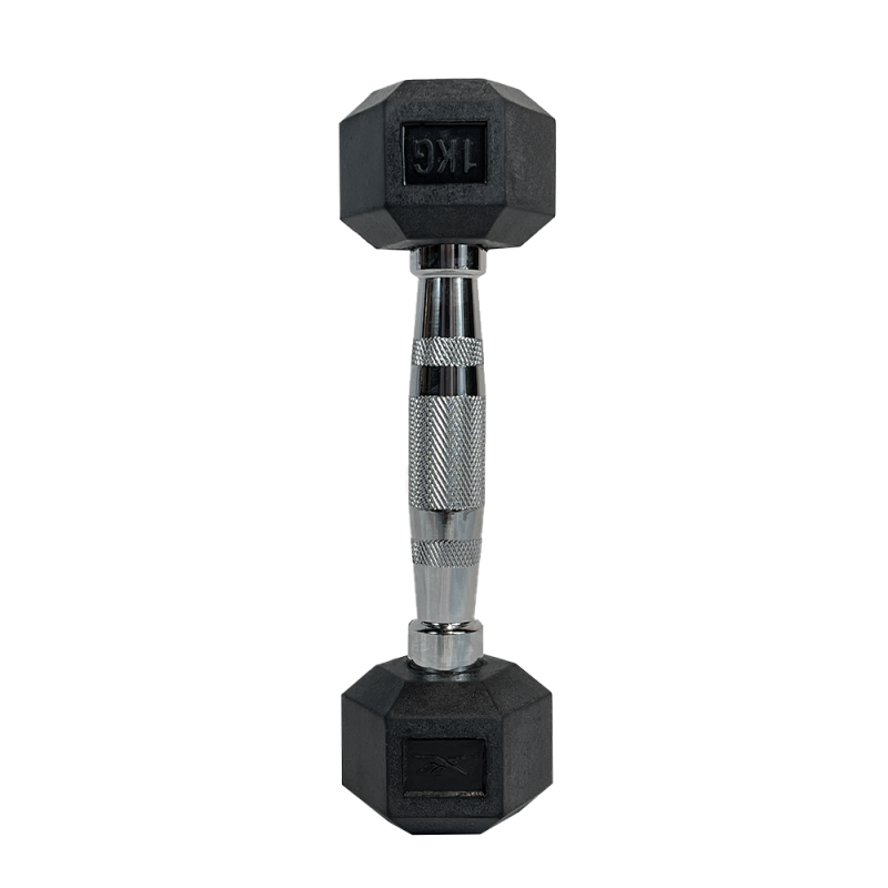 Mancuerna Hexagonal Recubierta De Goma 1Kg Negro