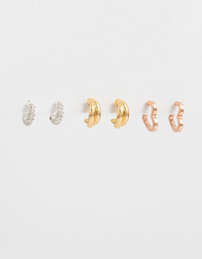 Aros Argollas Set Bañada en Oro Rosa Set De Argollas Bañados En Oro - Dorado Oro Rosa