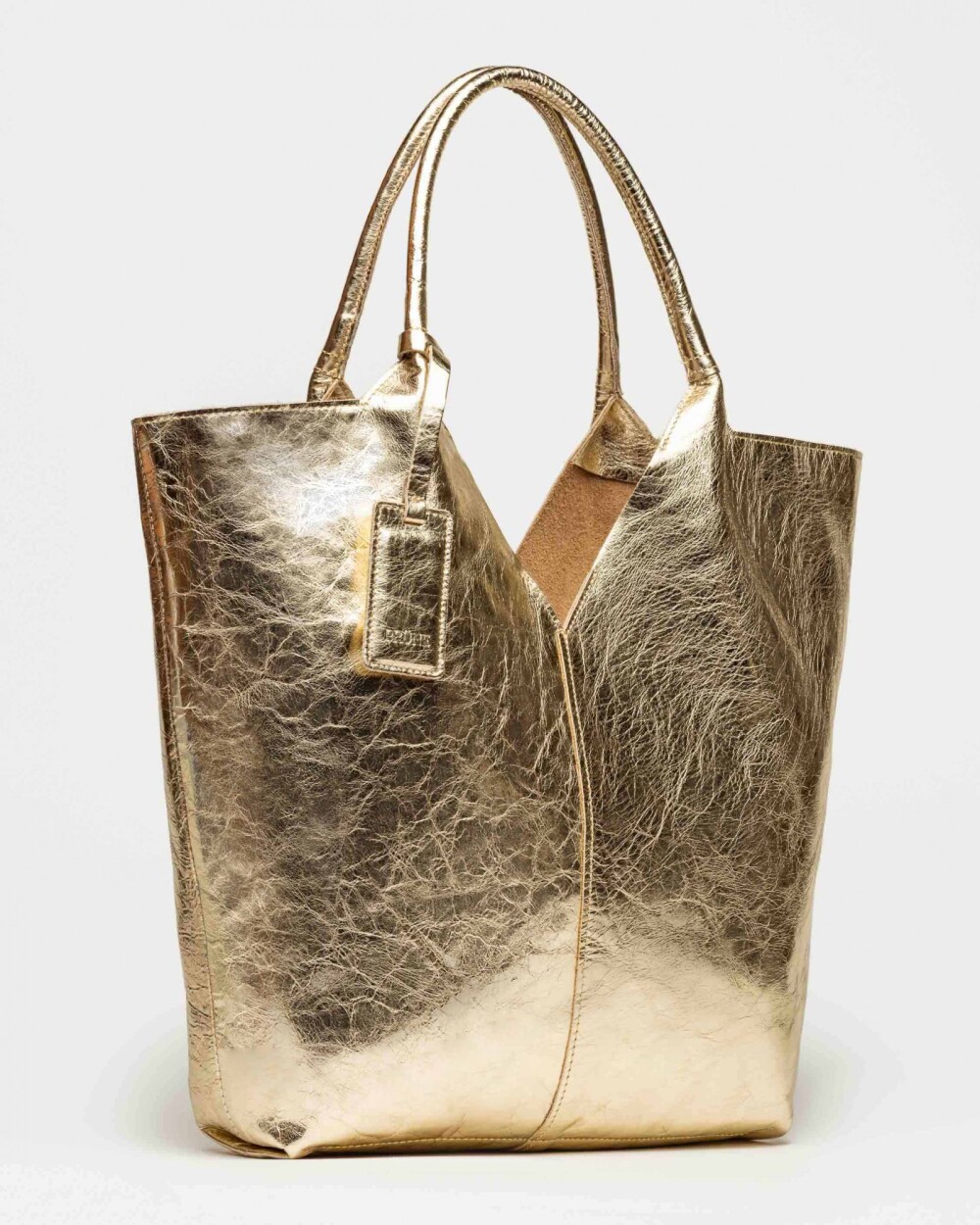 Bolso Loto en cuero metalizado Platino