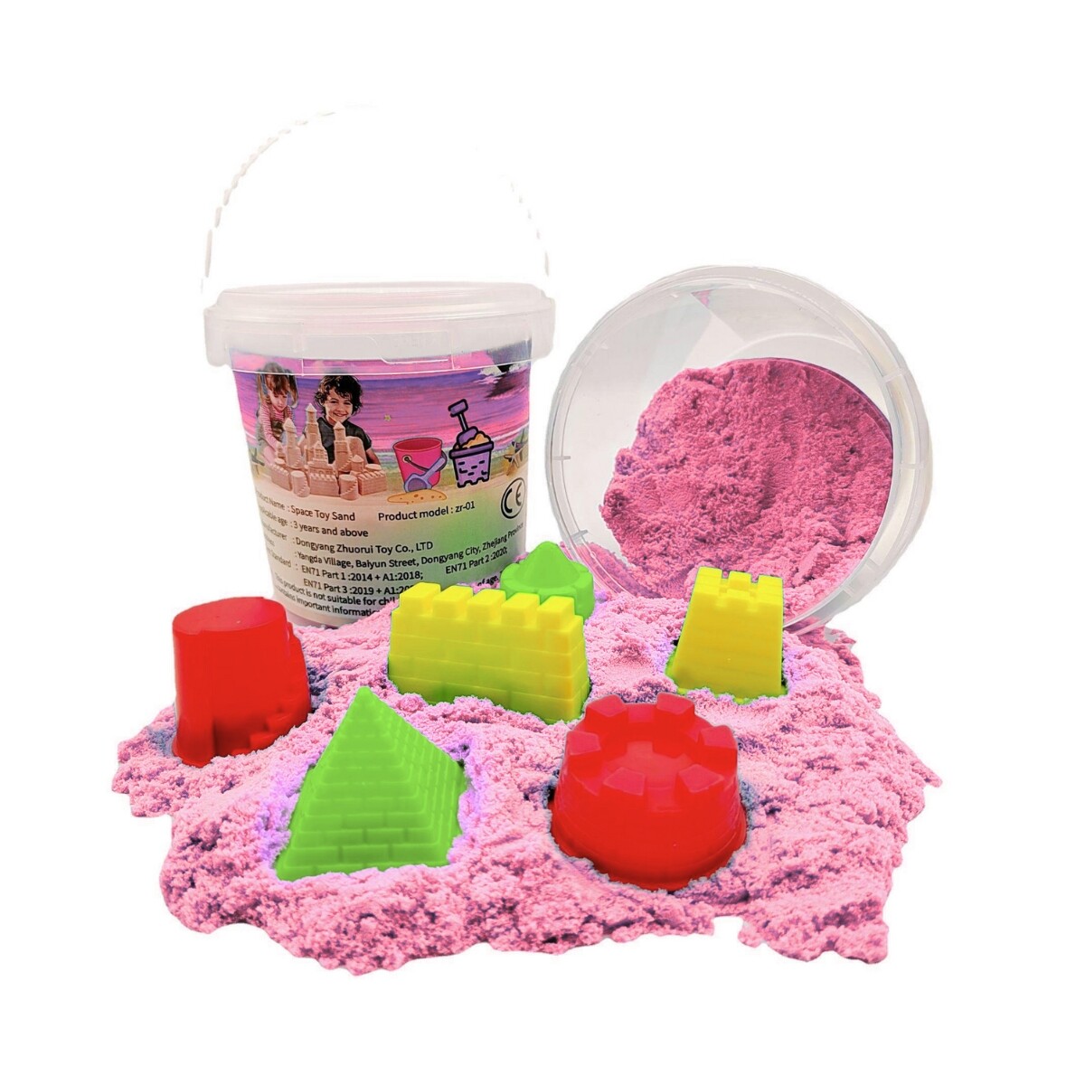 Pack Balde de Arena Mágica 500G + 6 Moldes IYTRER-302 - ROSA 