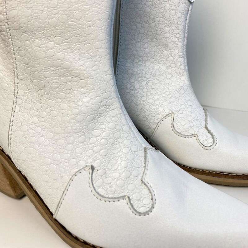 Bota Dama Tejana de Cuero Blanco