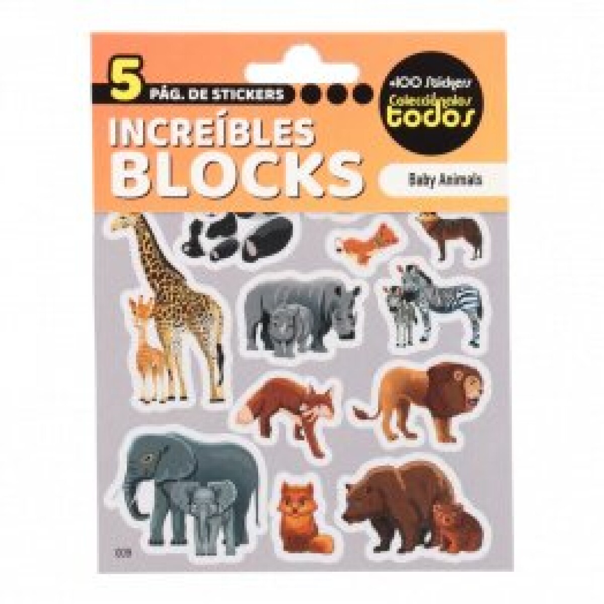Stickers en Block de 5 Hojas - Animales Bebe 