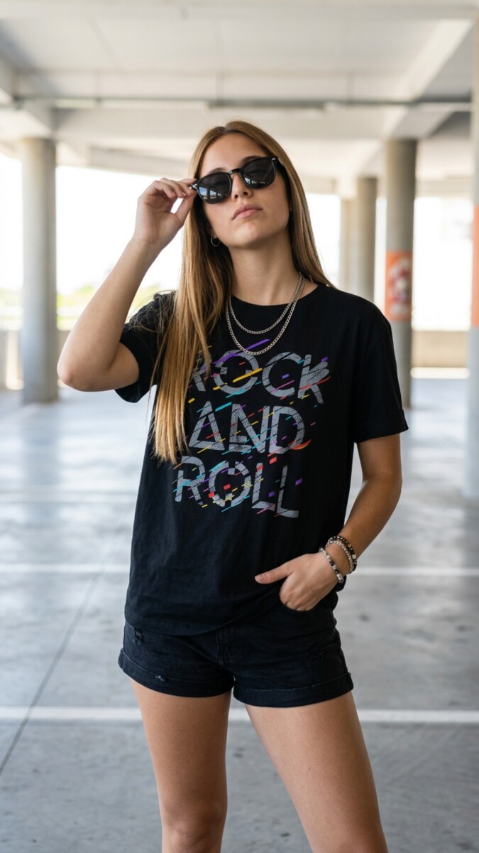 Remera Rock and roll - Negro 