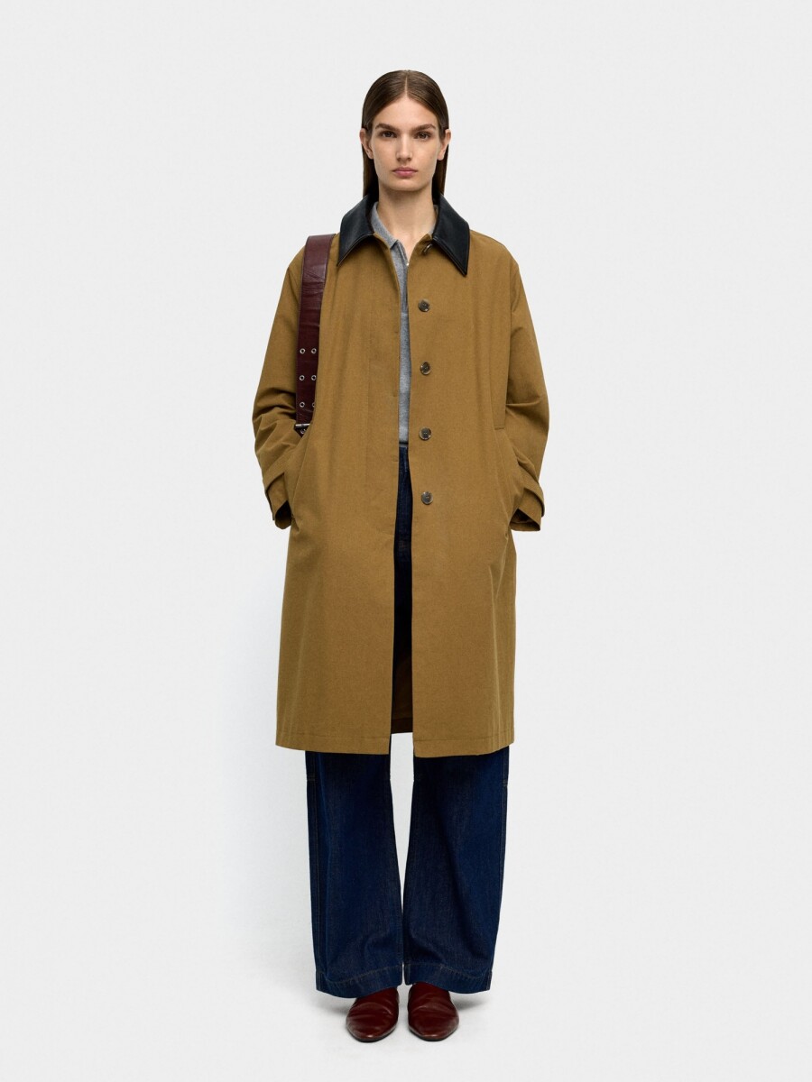 Trench De Algodón Cuello En Contraste camel