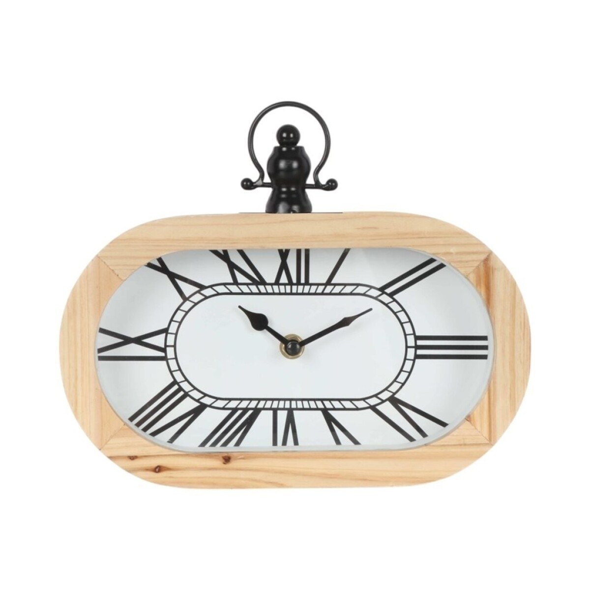 RELOJ DE MESA, MADERA OVAL 25X21.5X6 CM 