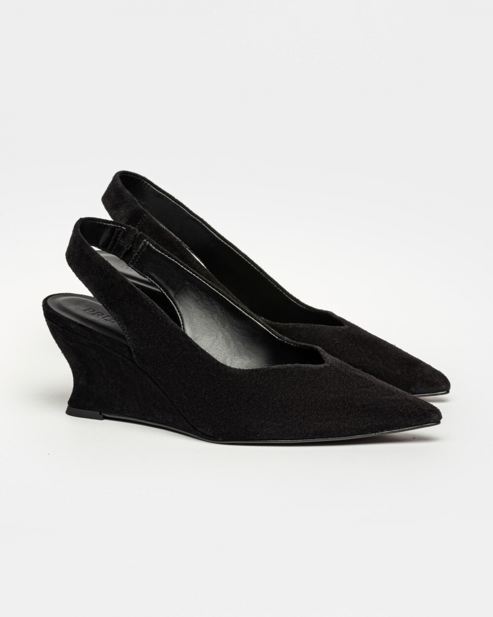 Stiletto Bianca en cuero gamuza Negro