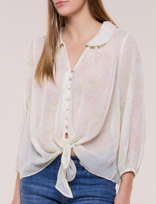 Blusa Gasa Traslucida Estampada CRUDO/MULTI