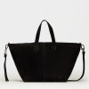 Cartera de mano The Flapper en cuero gamuza Negro