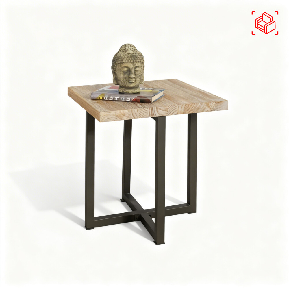 MESA DE LIVING LATERAL - ARRIME MADERA-Y-METAL NATURAL-BEIGE MADISON NATURAL