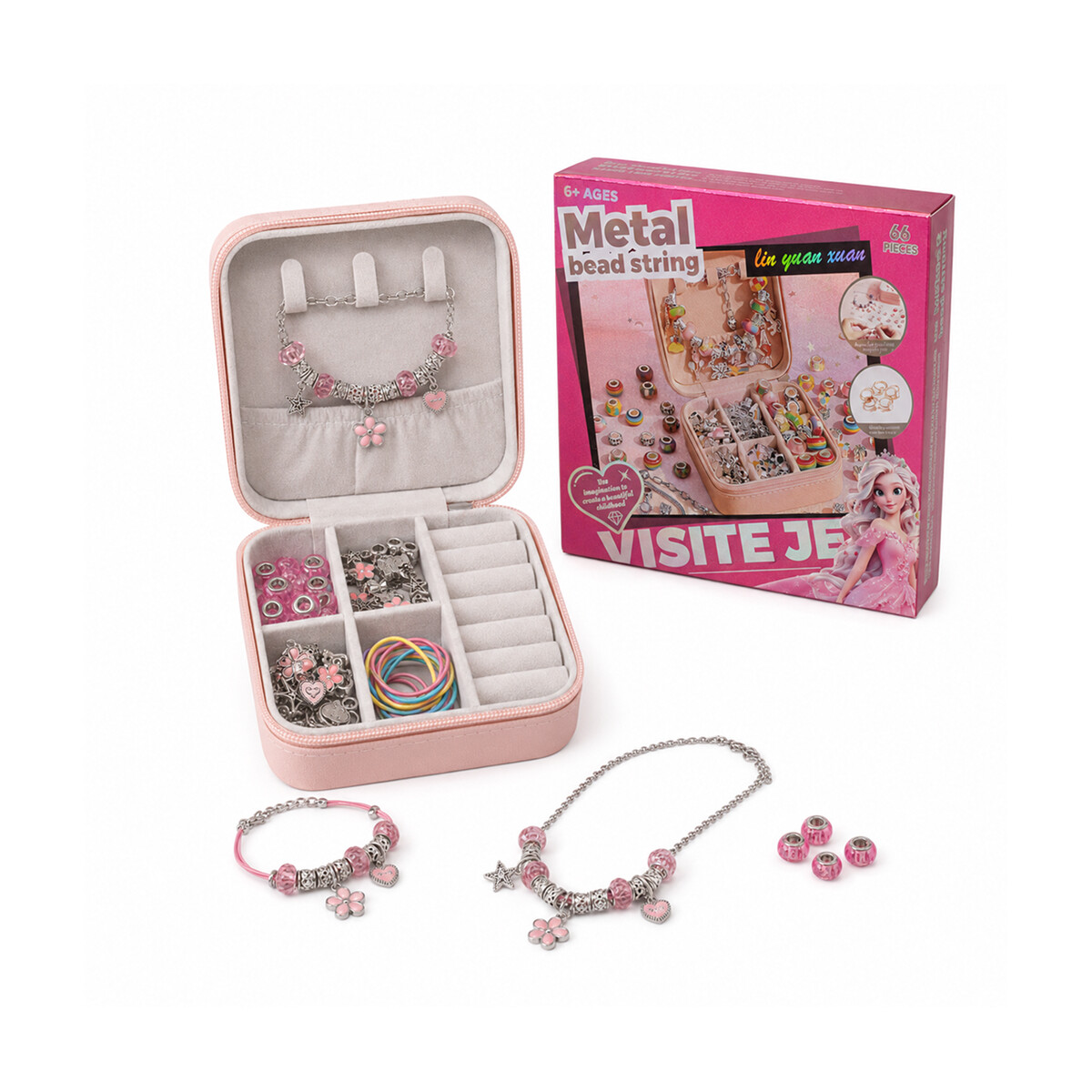 Set de joyero y mostacillas - Rosado 