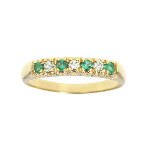 Anillo medio sin fin clásico mediano de oro amarillo 18k con brillantes y esmeraldas Anillo medio sin fin clásico mediano de oro amarillo 18k con brillantes y esmeraldas