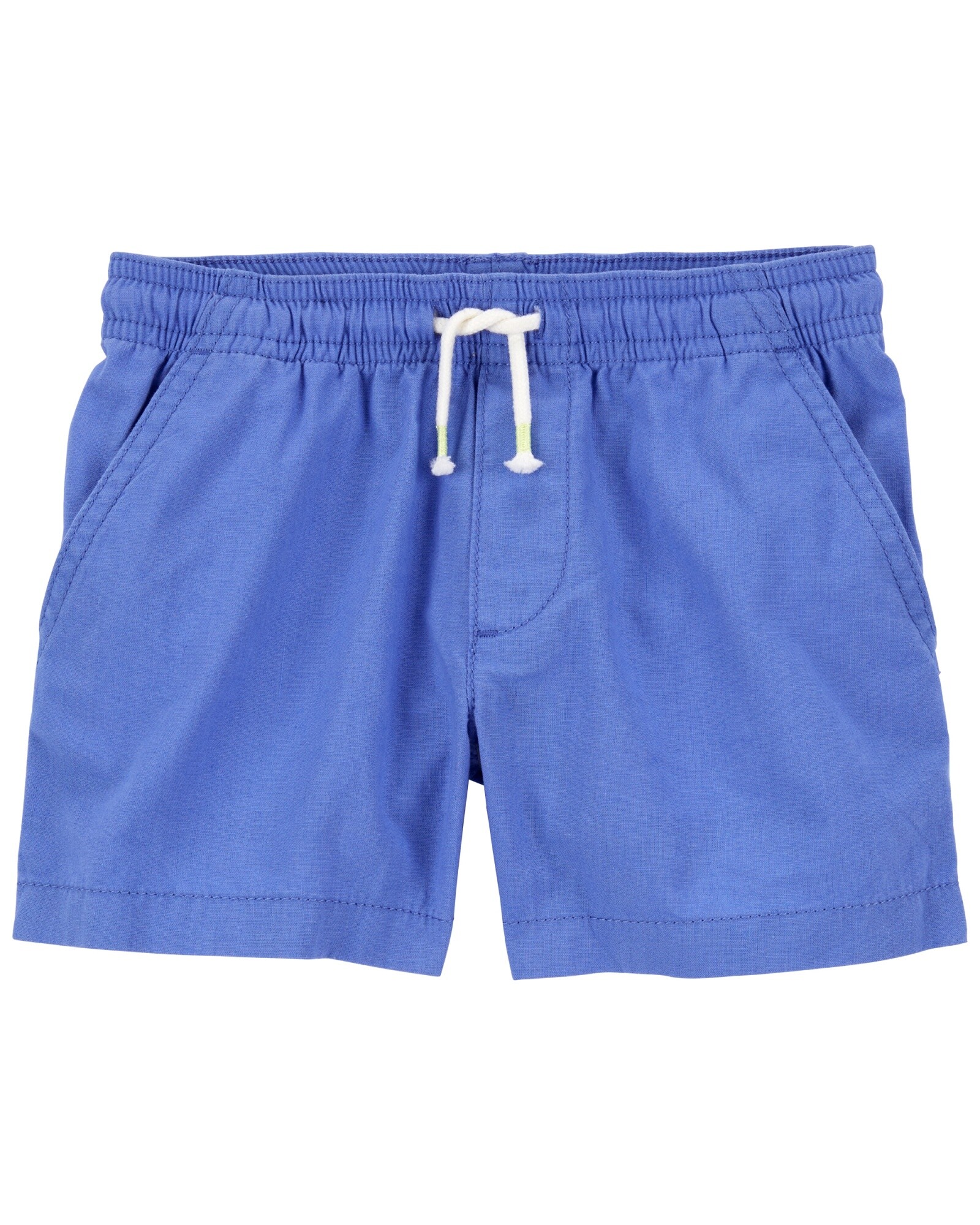 Short de lino, con cordón, azul Sin color