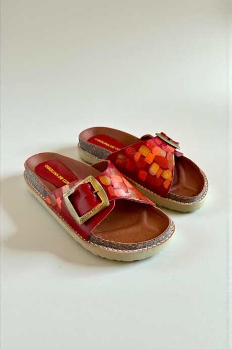 Sandalias KIRA Línea Ottenta Rojas Con Arte Pintado A Mano Sandalias KIRA Línea Ottenta Rojas Con Arte Pintado A Mano