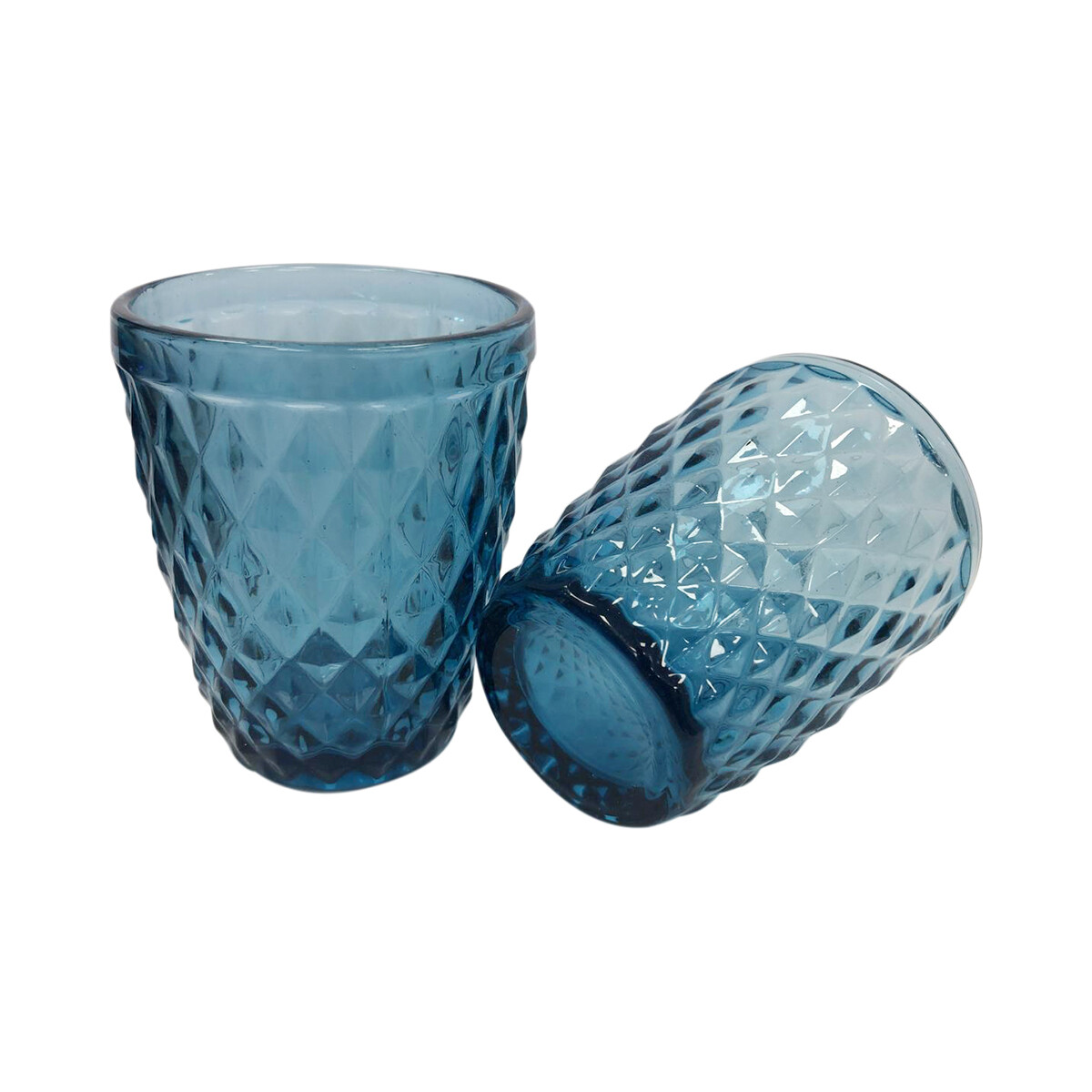 Set x 6 Vasos Vidrio con Relieve 260 ml - AZUL 