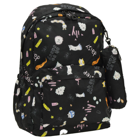 Mochila Escolar Diseño Infantil para Laptop con Cartuchera Negro