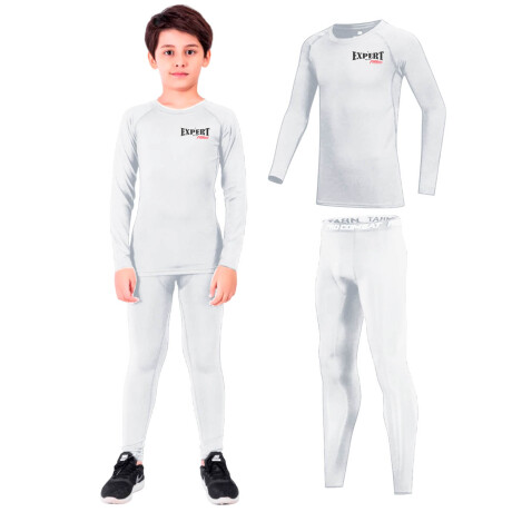 Conjunto Deportivo Camiseta termica Calza Niños X2 Blanco