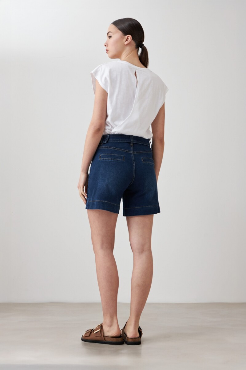 Short de jean con cinto jean medio